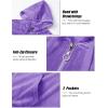 image:imageMAGCOMSEN Womens Velour Hooded Jacket Long Sleeve Full Zip Outerwear Soft Warm Velvet Jacket with Side PocketsLight Purple