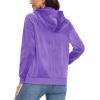 image:imageMAGCOMSEN Womens Velour Hooded Jacket Long Sleeve Full Zip Outerwear Soft Warm Velvet Jacket with Side PocketsLight Purple
