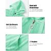 image:imageMAGCOMSEN Womens Velour Hooded Jacket Long Sleeve Full Zip Outerwear Soft Warm Velvet Jacket with Side PocketsMint Green
