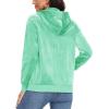 image:imageMAGCOMSEN Womens Velour Hooded Jacket Long Sleeve Full Zip Outerwear Soft Warm Velvet Jacket with Side PocketsMint Green