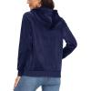 image:imageMAGCOMSEN Womens Velour Hooded Jacket Long Sleeve Full Zip Outerwear Soft Warm Velvet Jacket with Side PocketsNavy
