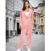 image:imageMAGCOMSEN Womens Velour Hooded Jacket Long Sleeve Full Zip Outerwear Soft Warm Velvet Jacket with Side PocketsPink