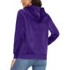 image:imageMAGCOMSEN Womens Velour Hooded Jacket Long Sleeve Full Zip Outerwear Soft Warm Velvet Jacket with Side PocketsPurple