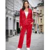 image:imageMAGCOMSEN Womens Velour Hooded Jacket Long Sleeve Full Zip Outerwear Soft Warm Velvet Jacket with Side PocketsRed