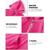 image:imageMAGCOMSEN Womens Velour Hooded Jacket Long Sleeve Full Zip Outerwear Soft Warm Velvet Jacket with Side PocketsRose