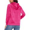 image:imageMAGCOMSEN Womens Velour Hooded Jacket Long Sleeve Full Zip Outerwear Soft Warm Velvet Jacket with Side PocketsRose