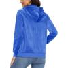 image:imageMAGCOMSEN Womens Velour Hooded Jacket Long Sleeve Full Zip Outerwear Soft Warm Velvet Jacket with Side PocketsSea Blue
