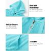 image:imageMAGCOMSEN Womens Velour Hooded Jacket Long Sleeve Full Zip Outerwear Soft Warm Velvet Jacket with Side PocketsWater Blue