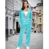 image:imageMAGCOMSEN Womens Velour Hooded Jacket Long Sleeve Full Zip Outerwear Soft Warm Velvet Jacket with Side PocketsWater Blue