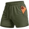 image:imageMAGCOMSEN Mens 5 Athletic Running Shorts Mesh Quick Dry Lightweight Linerless Gym Workout Shorts with Zipper PocketsArmy Green
