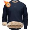 image:imageMAGCOMSEN Mens Crewneck Sweatshirt Sherpa Lined Casual Fleece Pullover Thermal Winter Warm Heavyweight Cotton SweatShirtsNavy