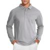 image:imageMAGCOMSEN Mens Polo Shirts with Pocket Long Sleeve Golf Quick Dry Shirts Performance Athletic Work Casual Collared ShirtLight Grey