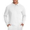 image:imageMAGCOMSEN Mens Polo Shirts with Pocket Long Sleeve Golf Quick Dry Shirts Performance Athletic Work Casual Collared ShirtWhite