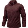 image:imageMAGCOMSEN Mens Quarter Zip Pullover Long Sleeve Fleece Lined Sweatshirts 14 Zip Golf Sweater Winter CasualWine Red