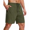 image:imageMAGCOMSEN Mens Workout Athletic Shorts 7 Lightweight Quick Dry Water Resistant Zipper Pockets Gym Hiking ShortsArmygreen