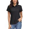 image:imageMAGCOMSEN Womens Polo Shirts UPF 50 Short Sleeve Golf Shirt Quick Dry Sun Protection 4 Buttons Casual Work Collar Top01black