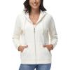 image:imageMAGCOMSEN Womens Velour Hooded Jacket Long Sleeve Full Zip Outerwear Soft Warm Velvet Jacket with Side PocketsCream