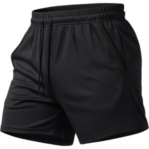 image:imageMAGCOMSEN Mens 5 Athletic Running Shorts Quick Dry Lightweight Linerless Mesh Workout Gym Active Shorts with PocketsBlack