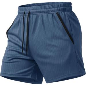 image:imageMAGCOMSEN Mens 5 Athletic Running Shorts Quick Dry Lightweight Linerless Mesh Workout Gym Active Shorts with PocketsBlue Grey