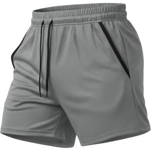image:imageMAGCOMSEN Mens 5 Athletic Running Shorts Quick Dry Lightweight Linerless Mesh Workout Gym Active Shorts with PocketsMedium Grey