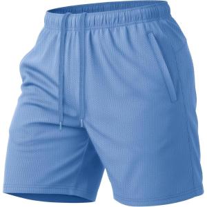 image:imageMAGCOMSEN Mens 7 Athletic Running Shorts Quick Dry Lightweight Mesh Basketball Workout Shorts with Zipper PocketsLight Blue