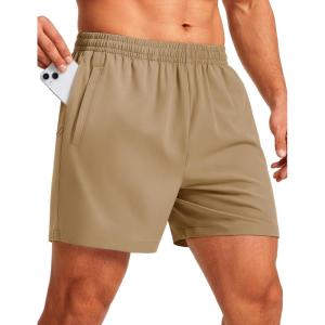 image:imageMAGCOMSEN Mens Athletic Shorts 5 Quick Dry Lightweight Linerless Gym Workout Hiking Shorts with Zipper PocketsKhaki