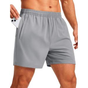 image:imageMAGCOMSEN Mens Athletic Shorts 5 Quick Dry Lightweight Linerless Gym Workout Hiking Shorts with Zipper PocketsLight Grey