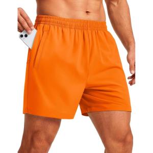 image:imageMAGCOMSEN Mens Athletic Shorts 5 Quick Dry Lightweight Linerless Gym Workout Hiking Shorts with Zipper PocketsOrange