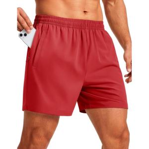 image:imageMAGCOMSEN Mens Athletic Shorts 5 Quick Dry Lightweight Linerless Gym Workout Hiking Shorts with Zipper PocketsRed