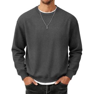 image:imageMAGCOMSEN Mens Fleece Lined Sweatshirts Long Sleeve Crewneck Pullover Winter Fall Warm Casual SweatshirtDark Gray