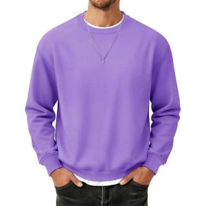 image:imageMAGCOMSEN Mens Fleece Lined Sweatshirts Long Sleeve Crewneck Pullover Winter Fall Warm Casual SweatshirtLight Purple