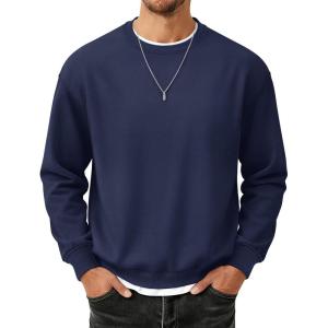 image:imageMAGCOMSEN Mens Fleece Lined Sweatshirts Long Sleeve Crewneck Pullover Winter Fall Warm Casual SweatshirtNavy