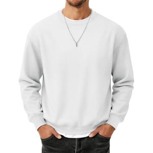 image:imageMAGCOMSEN Mens Fleece Lined Sweatshirts Long Sleeve Crewneck Pullover Winter Fall Warm Casual SweatshirtWhite