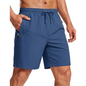 image:imageMAGCOMSEN Mens Hiking Shorts 7 Quick Dry Lightweight 3 Zipper Pockets Summer Workout Gym Athletic Running Shorts MenBluegrey