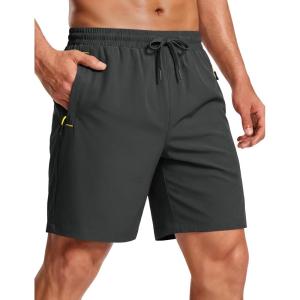 image:imageMAGCOMSEN Mens Hiking Shorts 7 Quick Dry Lightweight 3 Zipper Pockets Summer Workout Gym Athletic Running Shorts MenDarkgrey