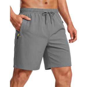 image:imageMAGCOMSEN Mens Hiking Shorts 7 Quick Dry Lightweight 3 Zipper Pockets Summer Workout Gym Athletic Running Shorts MenLightgrey