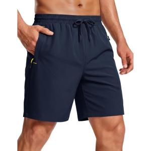 image:imageMAGCOMSEN Mens Hiking Shorts 7 Quick Dry Lightweight 3 Zipper Pockets Summer Workout Gym Athletic Running Shorts MenNavy