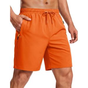 image:imageMAGCOMSEN Mens Hiking Shorts 7 Quick Dry Lightweight 3 Zipper Pockets Summer Workout Gym Athletic Running Shorts MenOrange