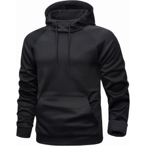 image:imageMAGCOMSEN Mens Hoodies Fleece Lined Casual Athletic Sweatshirts Pullover with Kangaroo PocketBlack