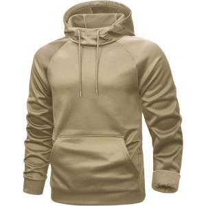 image:imageMAGCOMSEN Mens Hoodies Fleece Lined Casual Athletic Sweatshirts Pullover with Kangaroo PocketKhaki
