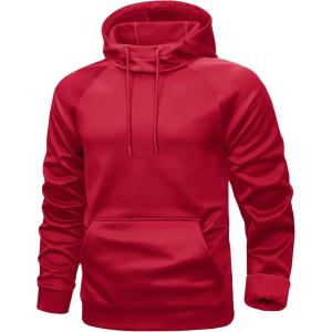 image:imageMAGCOMSEN Mens Hoodies Fleece Lined Casual Athletic Sweatshirts Pullover with Kangaroo PocketRed