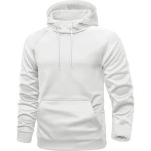 image:imageMAGCOMSEN Mens Hoodies Fleece Lined Casual Athletic Sweatshirts Pullover with Kangaroo PocketWhite
