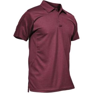 image:imageMAGCOMSEN Mens Polo Shirt Quick Dry Performance Short Sleeve Tactical Shirts Pique Jersey Golf Shirt08 Wine Red