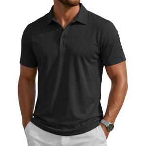 image:imageMAGCOMSEN Mens Polo Shirts Short Sleeve Moisture Wicking Lightweight Athletic Casual Collared Golf ShirtBlack