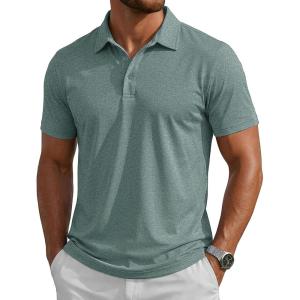 image:imageMAGCOMSEN Mens Polo Shirts Short Sleeve Moisture Wicking Lightweight Athletic Casual Collared Golf ShirtDark Green