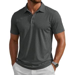 image:imageMAGCOMSEN Mens Polo Shirts Short Sleeve Moisture Wicking Lightweight Athletic Casual Collared Golf ShirtDark Grey