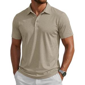 image:imageMAGCOMSEN Mens Polo Shirts Short Sleeve Moisture Wicking Lightweight Athletic Casual Collared Golf ShirtKhaki