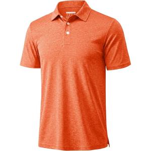 image:imageMAGCOMSEN Mens Polo Shirts Short Sleeve Moisture Wicking Performance Collared Shirt 3 Button Casual Work Golf Polos2 Orange
