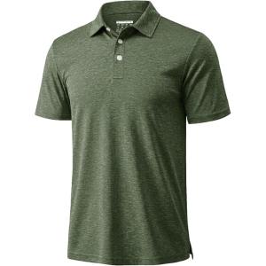 image:imageMAGCOMSEN Mens Polo Shirts Short Sleeve Moisture Wicking Performance Collared Shirt 3 Button Casual Work Golf Polos4 Army Green