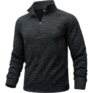 image:imageMAGCOMSEN Mens Quarter Zip Pullover Long Sleeve Fleece Lined Sweatshirts 14 Zip Golf Sweater Winter CasualBlack
